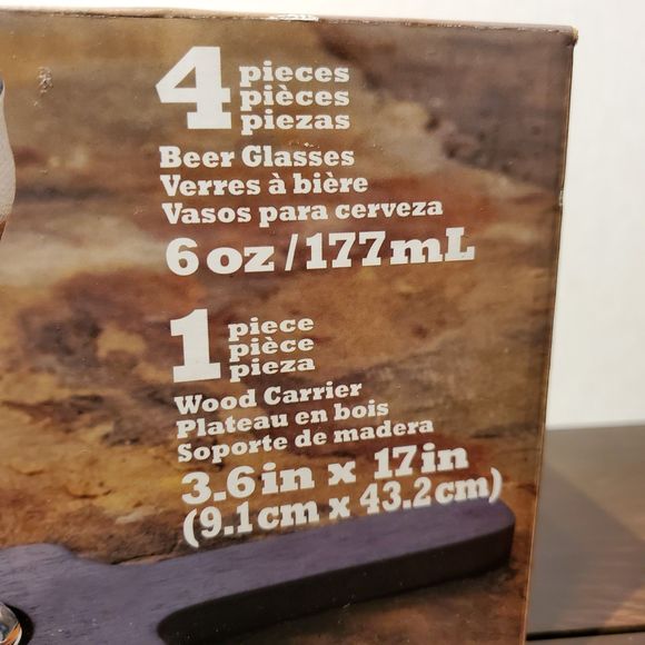 Libbey Craft Brews 4-piece Beer Flight Glass Set with Wooden Carrier - Picture 5 of 5